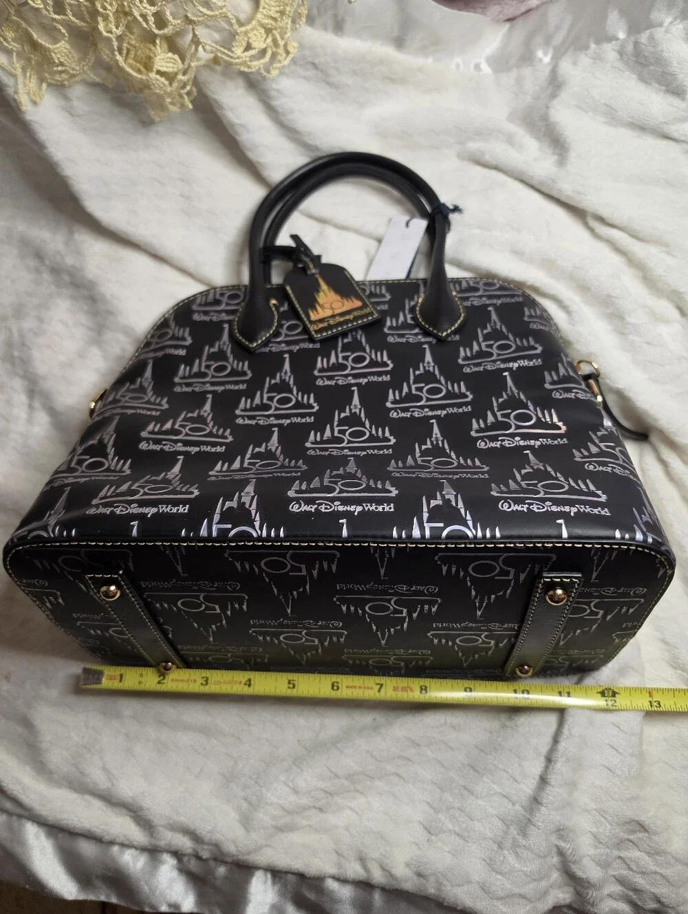 New Disney Dooney & Bourke Walt Disney World 50th Anniversary Black Holo Satchel
